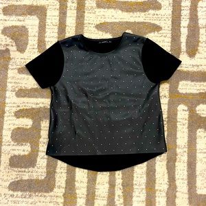 Zara knot faux leather studded black top